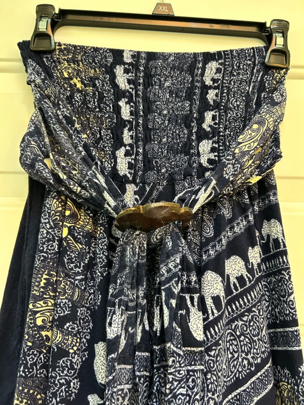 India Boutique Asymmetrical Navy Elephant Paisley Skirt/Dress Adjustable Tie S - Picture 4 of 6